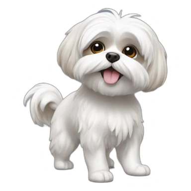 Shitzu blanc, gris et roux qui danse sticker