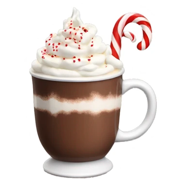 hot chocolate with whipped cream and candy cane sticker