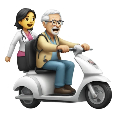 Old man riding a medical scooter chased by a group of women sticker