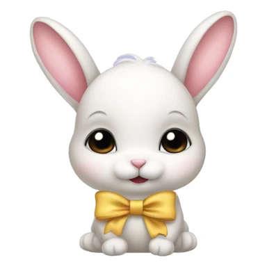 Baby bunny with coquette bow on ear sticker