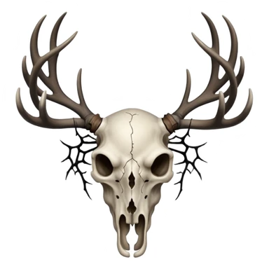 Deer skull with antlers and black spiderwebs sticker