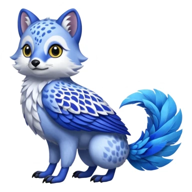 Arctic-Fox-Snow-Leopard-Blue-Tang-Fish-Hyacinth-Macaw-fusion-hybrid-animal-creature, full body sticker