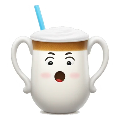 An emoji of a traditional Turkish ayran cup, with a frothy top and a straw sticker