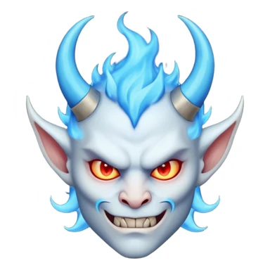 Cool devil with blue flame and shades, cute face, half body sticker