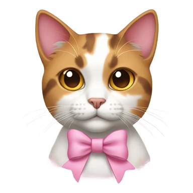 calico cat with a pink bow sticker