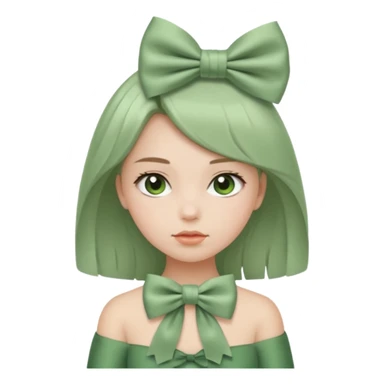 girl with sage green bow sticker