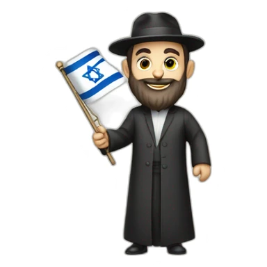 rabbi with payot holding the israeli flag sticker
