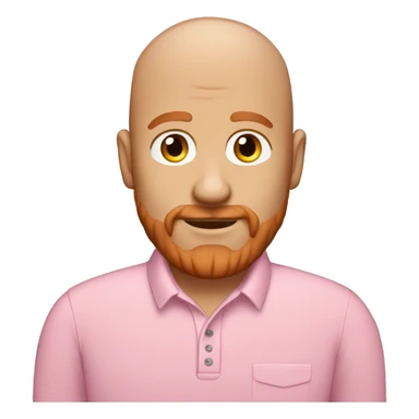 Bald dad with a little beard of 3 day redhair wearing a pink polo sticker