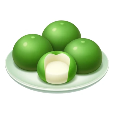 four green spherical warabi mochi on the plate sticker