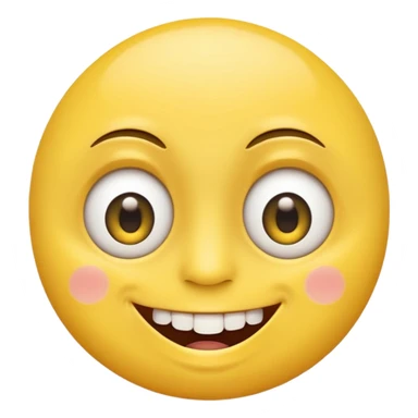 a yellow face smiling with crooked yellow teeth and eyes open big with little dots as pupils   sticker