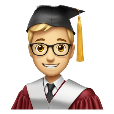 happy schoolboy with graduation hat and graduation paper sticker