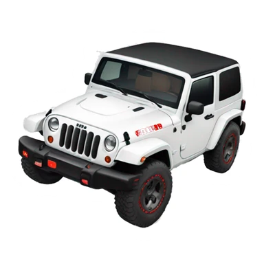 White Jeep Wrangler Rubicon with Red accents  sticker