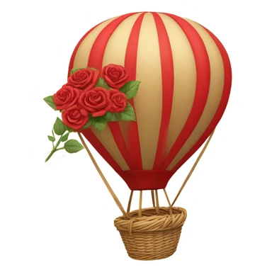 red hot air balloon and beige basket with roses sticker