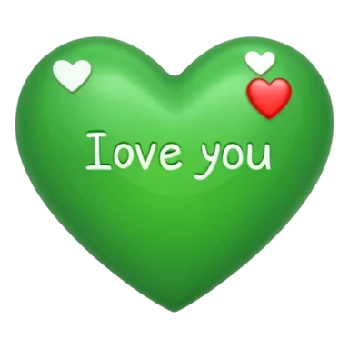 a green heart that says "i love you" on the ffront sticker