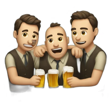 three drunk men drinking drinks and beer sticker