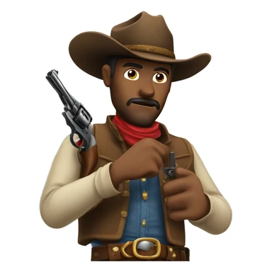 Cowboy holding a pistol getting ready for a duel sticker