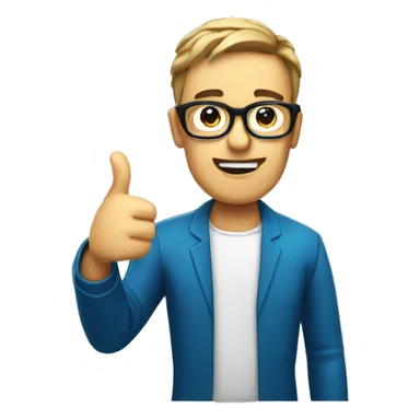 Information technology tired but thumbs up bold guy with glasses sticker