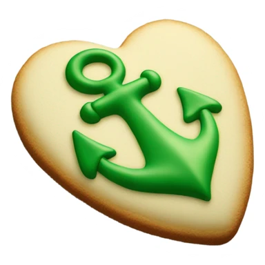 cookie heart with green anchor sticker