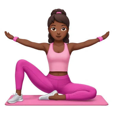 dark-skinned woman doing Pilates in pink sportswear sticker