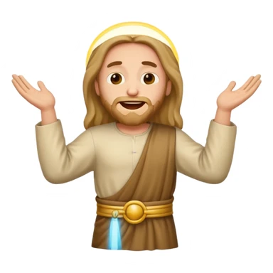 my workmate accidentally misspelled "Jesus christ" as "Jesbus christ", make an emoji of jesus with his HANDS ON HIS HIPS, making a face as if he's laughing at how silly someone is sticker