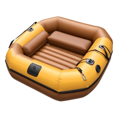 brown round shape inflatable boat with several black chairs around the perimeter sticker