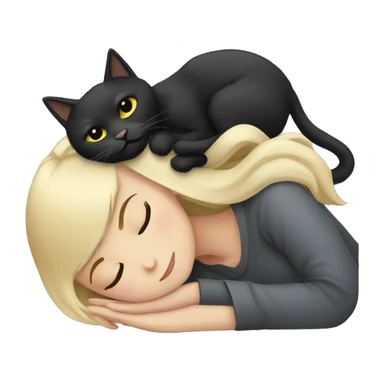 Blonde girl sleeping with a black cat and a grey cat  sticker