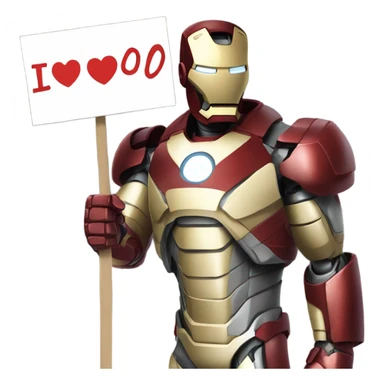 Iron man holding a sign that says I love you 3000 sticker
