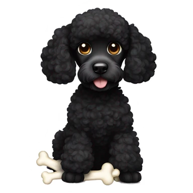 Black poodle with bone  sticker