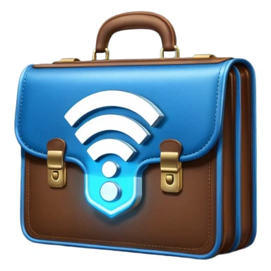 open wifi icon money filled briefcase sticker
