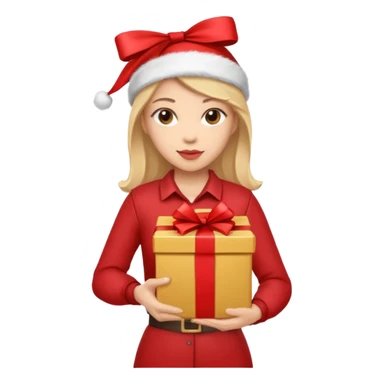 woman courier holding gift box sticker
