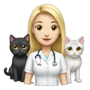 Nurse Blond white girl with 2 cats  one dark grey and one black sticker