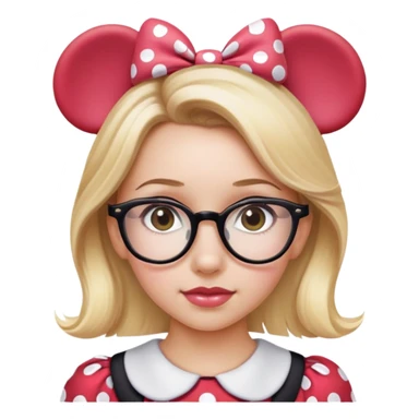 Girl Hazel eyes glasses blonde hair Minnie mouse ears sticker