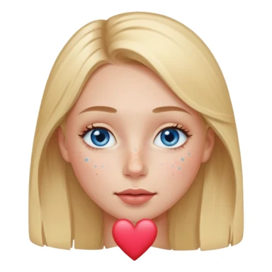 Una ragazza con ciglia lunghe occhi azzurri capelli biondi labbra sottili ma a cuore guance rosacee e lentiggini sul naso sticker