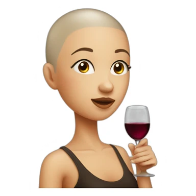 girl with shaved head drinking from a wineglass sticker