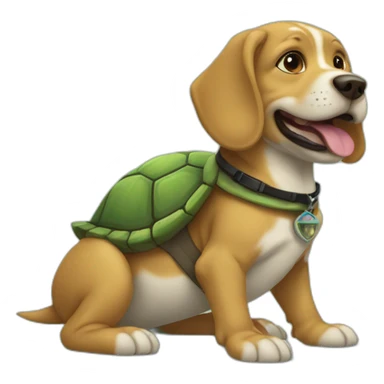 Un chien sur une tortue sticker