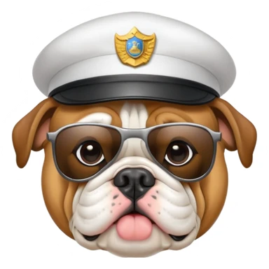 bulldog wearing sunglasses and security hat sticker