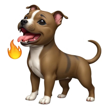 cinematic-[yawning Staffordshire bull terrier]-realistic-full-body-standing-emoji,-tail-resting-loosely-beside-its-paws,-head-tilted-dramatically, -sleek-[dark solid brindle]-fur,-simplified-yet-realistic-focused-features,-highly-detailed,-glowing-with-an-almost-sarcastic-glow sticker
