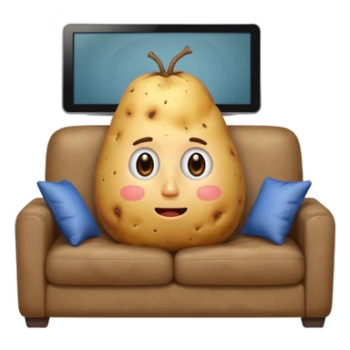 A potato on a couch watching tv sticker