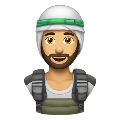 Arab Man in keffiyeh with electrical vest in a parachute sticker