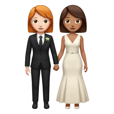 lesbian couple getting married. one ginger one dark brunette. ginger in a suit, brunette in a dress. BOTH GIRLS sticker
