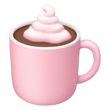 Aesthetic hot chocolate in light pink cup marshmallow  sticker