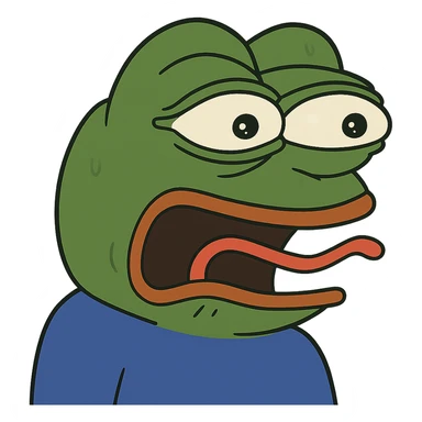 pepe the frog with a scared expression sticker