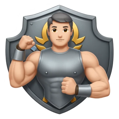 Steel gray shield with bicep flex icon sticker
