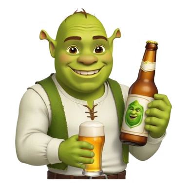 Shrek with a bottle of beer in the arm sticker