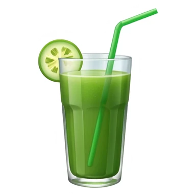 a glass of green juice with a straw, simple, clear sticker