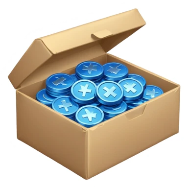 blue coins credit in a package sticker