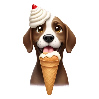 Dog eating ice cream cone sticker