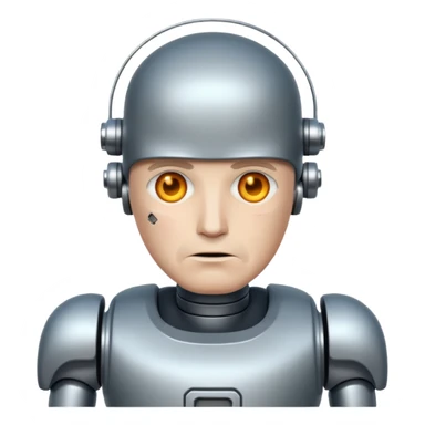 Bombmore - more robot than human.  mddle age man sticker