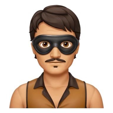 pedro pascal with leather eye mask and leather halter neck blouse sticker