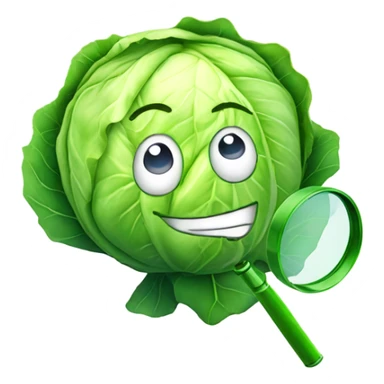 smiling cabbage hold magnifying glass sticker